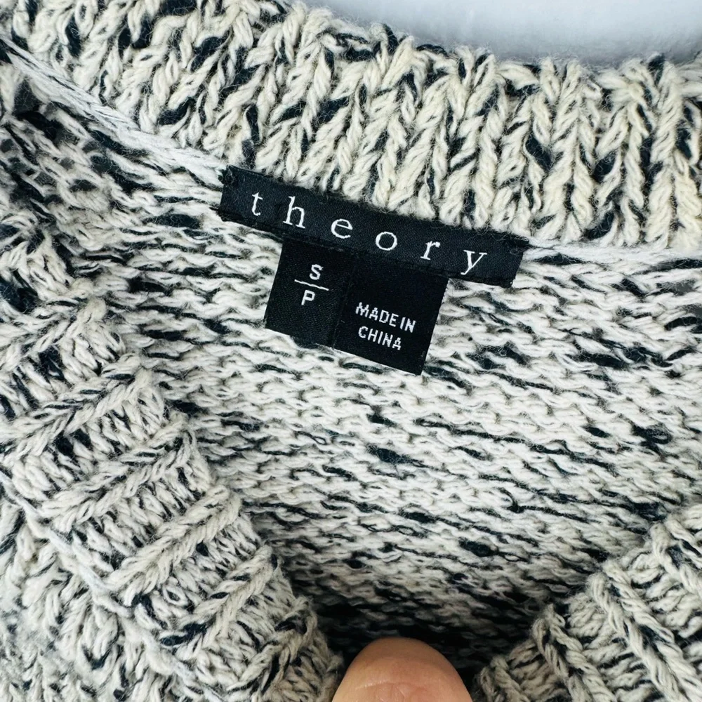 Theory Innis C Loryshare Marbled Knit Sweater in Ivory Ice/Charcoal - Picture 5 of 9